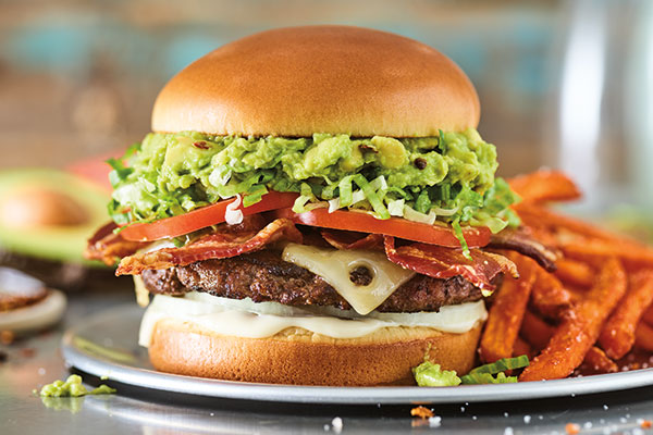 Smashed Avocado 'n' Bacon Burger with a Bottomless Side