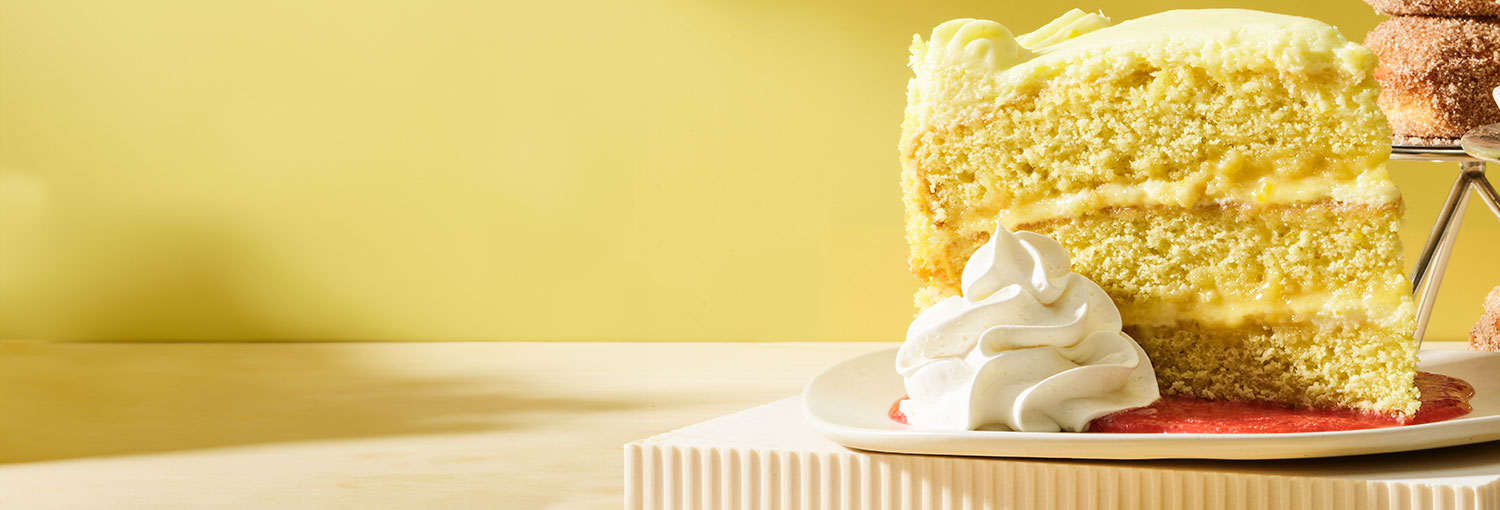 Lemon Cream Layer Cake and Strawberry Purée