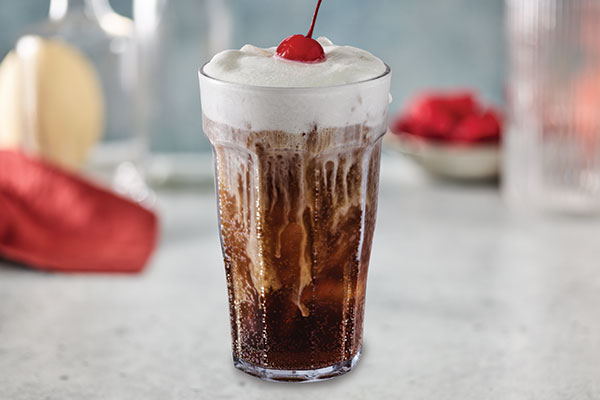 Kids Vanilla Dr. Pepper Fizzy Soda with cold foam
