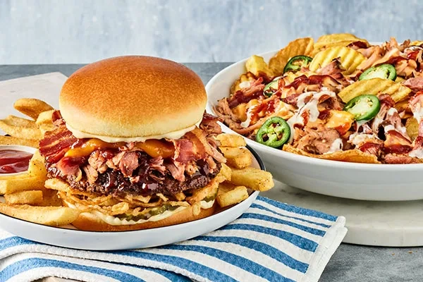 Limited Time Backyard BBQ Pork Burger and Nachos